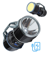 Фонарь-прожектор аккумуляторный ручной 10Вт LED+12Вт COB LED+красн. Li-ion 18650 8000мА.ч Power-bank корпус ABS-пластик индикатор уровня заряда USB-шнур type C гнездо для штатива KOC901Lit Космос pe758225 фото