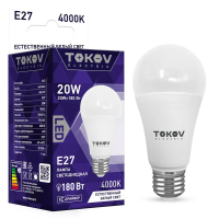 Лампа светодиодная 20Вт А60 4000К Е27 176-264В TKE-A60-E27-20-4K TOKOV ELECTRIC pe575441 фото
