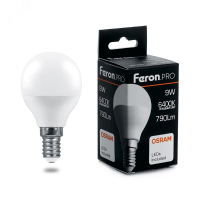 Лампа светодиодная LED 9вт Е14 дневной матовый шар Feron.PRO 38079 Feron pe802002 фото