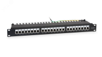 Патч-панель 19дюйм 1U кат.5E полн. экранир. 24 порта RJ45 Dual IDC WR-PL-24-C5E-SH-D черн. 505210 WRline pe654034 фото