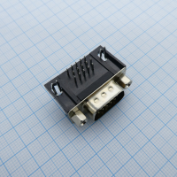 DS1038-15MBNSIA74-0CC Разъем D-Sub высокой плотности, вилка 15 контактов угловая на плату, черный изолятор CONNFLY pe352979 фото