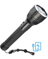 Фонарь аккумуляторный ручной 20Вт LED съемные Li-ion 26650 4000мА.чx2 шт.=8000мА.ч Power-bank корпус анодированный алюм. индикатор уровня заряда USB-шнур type C ремешок ручной KOC131Lit Космос pe758227 фото