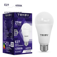 Лампа светодиодная 25Вт А60 4000К Е27 176-264В TKE-A60-E27-25-4K TOKOV ELECTRIC pe575443 фото