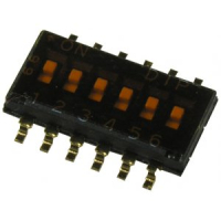 DHN-06-T-V Движковый переключатель 6 групп SMD монтаж 1.27мм 25мА 24В с плёнкой положение ВКЛ DPT pe317396 фото