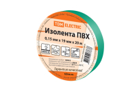 Изолента ПВХ 0,15х19мм Зеленая 20м SQ0526-0004 TDM ELECTRIC pe692183 фото