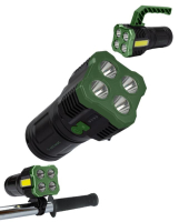 Фонарь-прожектор аккумуляторный ручной 4Вт SMD LED+3Вт COB LED Li-ion 18650 1200мА.ч корпус ABS-пластик индикатор уровня заряда USB-шнур съемные ручка и регул. противоскол. резин. держатель-крепл. для pe758232 фото