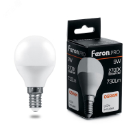 Лампа светодиодная LED 9вт Е14 теплый матовый шар Feron.PRO 38077 Feron pe802009 фото