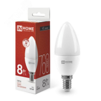 Лампа светодиодная LED-СВЕЧА-VC 8Вт свеча 4000К нейтр. бел. E14 760лм 230В 4690612020433 IN HOME pe686810 фото