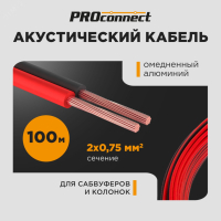 Кабель акустический ШВПМ 2х0.75 кв.мм красно-черный 100 м 01-6104-6 PROconnect pe1033695 фото