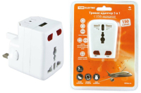 Тревел-адаптер 100-250В 3A (5 в 1) c USB-зарядкой 1000мА белый SQ1806-0044 TDM ELECTRIC pe769760 фото