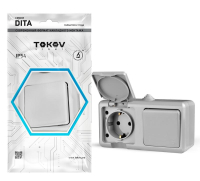Блок ОП Dita (розетка 16А 250В с заземл. + 1-кл. выкл. 10А) IP54 сер. TKL-DT-V1RZ-C06-IP54 TOKOV ELECTRIC pe586720 фото