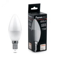 Лампа светодиодная LED 7.5вт Е14 белый матовая свеча .PRO 38054 Feron pe1074664 фото