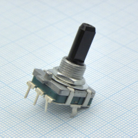 PEC16-4220F-N0024 Энкодер PEC16, 24 щелчка, 24 импульса, пластмассовый вал с лыской 20мм, горизонтальные выводы, крепление на гайку 9мм BOURNS pe33256 фото