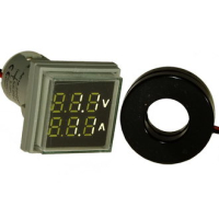 DMS-201 Цифровой LED вольт-амперметр AC 60-500В/0-100А, AD16-22FVA, белый, установка на панель в отв d=22мм RUICHI pe438504 фото