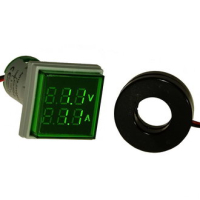 DMS-203 Цифровой LED вольт-амперметр AC 60-500В/0-100А, AD16-22FVA, зеленый, установка на панель в отв d=22мм RUICHI pe438507 фото