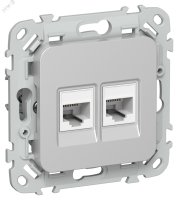 FLITE Розетка 2-местная компьютерная RJ45 категория 5Е UTP РК5е-2-0-ФлА алюминий IEK FI-K22-1-K47 IEK pe1075180 фото