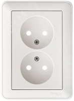 Розетка 2-м СП W59 16А IP20 без заземл. защ. шторки бел. SE RS16-254-18 Systeme Electric pe687596 фото