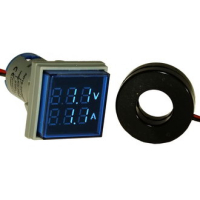 DMS-204 Цифровой LED вольт-амперметр AC 60-500В/0-100А, AD16-22FVA, синий, установка на панель в отв d=22мм RUICHI pe438508 фото