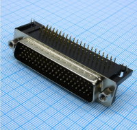 DS1038-78MBNSIC74-0CC Разъем D-Sub высокой плотности, вилка 78 контактов угловая на плату, черный изолятор CONNFLY pe1066222 фото
