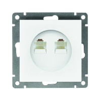 Розетка компьютерная 2-м СП Афина RJ45 кат.5E механизм бел. A1086 UNIVersal pe654062 фото