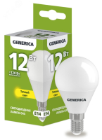 Лампа светодиодная G45 шар 12Вт 230В 3000К E14 GENERICA LL-G45-12-230-30-E14-G IEK pe797168 фото