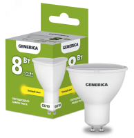 Лампа светодиодная PAR16 софит 8Вт 230В 3000К GU10 GENERICA LL-PAR16-08-230-30-GU10-G IEK pe797424 фото