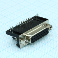 DS1038-26FBNSIA74-0CC Разъем D-Sub высокой плотности, розетка 26 контактов угловая на плату, черный изолятор CONNFLY pe391152 фото