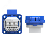 Розетка встраиваемая 16А/250V/2P+E/IP54 50x50 подключение сзади синяя безвинтовые клеммы 00-00002587 ALPENBOX pe812018 фото