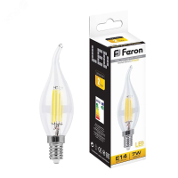Лампа светодиодная LED 7вт Е14 теплый свеча на ветру FILAMENT 25727 Feron pe802035 фото