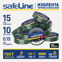 Изолента Safeline 15/10 зеленый 12119 Росэл pe829685 фото