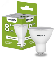 Лампа светодиодная PAR16 софит 8Вт 230В 4000К GU10 GENERICA LL-PAR16-08-230-40-GU10-G IEK pe797430 фото