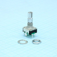 PEC11R-4020K-S0024 Энкодер PEC11, без щелчков, 24 импульса, металлический вал с насечкой 20мм, с кнопкой, горизонтальные выводы,крепление на гайку 7мм BOURNS pe227832 фото