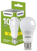 Лампа светодиодная A60 груша 10Вт 230В 3000К E27 GENERICA LL-A60-10-230-30-E27-G IEK pe797434 фото
