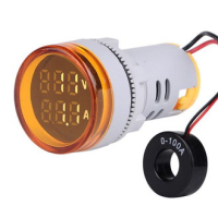 DMS-232 Цифровой LED вольт-амперметр AC 50-500В/0-100А, AD16-22VAM, желтый, установка на панель в отв d=22мм RUICHI pe438522 фото