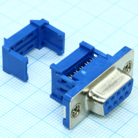 DS1036-09FPU2PX-YT Разъем D-Sub IDC, розетка 9 контактов на плоский кабель с защелкой, синий изолятор CONNFLY pe317946 фото