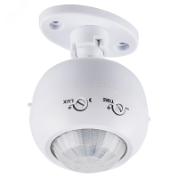 Датчик движения ИК накладной 1200w 120 гр. (гориз.) 360 гр. (верт.) 8м IP20 поворотный белый 22074 Feron pe803325 фото