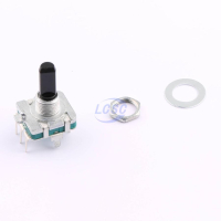 PEC16-4020F-S0024 Энкодер PEC16, без щелчков, 24 импульса, пластмассовый вал с лыской 20мм, с кнопкой, горизонтальные выводы, крепление на гайку 9мм BOURNS pe156370 фото