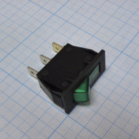 IRS-101-2B3-G/B Переключатель ON-OFF с подсветкой 10A 250VAC 10000 циклов прямоугольная кнопка зелёная Jietong pe124899 фото