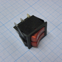 IRS-2101-1C3-R+R/B Переключатель 2х-клавишный с подсветкой 15A 250VAC вогнутая кнопка красная + красная Jietong pe154169 фото