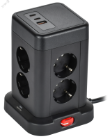 DOMINIC Удлинитель У08K 8 мест 2P+PE 1,5м 3х1,0мм2 16А/250В USB A+C 20Вт черный IEK DN-YP30-16-08-01-ZKU-K02 IEK pe1108362 фото