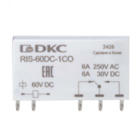 Реле миниатюрное ультратонкое, 1CO, ком. ток 6А, AgSnO2, напряжение 60V DC DKC pe1042477 фото