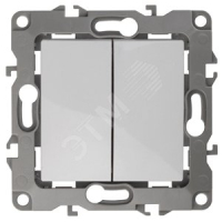 12-1004-01 Выключатель двойной, 10АХ-250В, IP20, без м.лапок, 2, белый (10/100/3000) Б0014651 Эра pe692301 фото