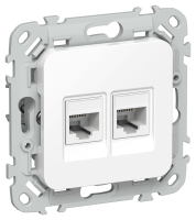 FLITE Роз. 2-я комп. RJ45 кат.6 UTP РК6-2-0-ФлБ бел. IEK FI-K22-2-K01 фото