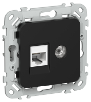 FLITE Роз. 2-я RJ45/TV кат.5Е UTP РКТВ5е-2-0-ФлЧ чер. IEK FI-AK22-1-K02 фото