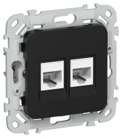 FLITE Роз. 2-я комп. RJ45 кат.6 UTP РК6-2-0-ФлЧ чер. IEK FI-K22-2-K02 фото