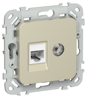 FLITE Роз. 2-я RJ45/TV кат.5Е UTP РКТВ5е-2-0-ФлШ шам. IEK FI-AK22-1-K37 фото