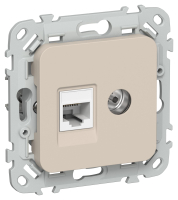 IEK FLITE Роз. 2-я RJ45/TV кат.5Е UTP РКТВ5е-2-0-ФлЛ льн. FI-AK22-1-K88 фото