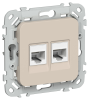IEK FLITE Роз. 2-я комп. RJ45 кат.5Е UTP РК5е-2-0-ФлЛ льн. FI-K22-1-K88 фото