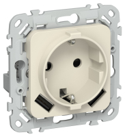 IEK FLITE Роз.с з/к/ш 16А USB AA 3,1А б/к РСЮша11-1-ФлСл сл FI-R14-16-1-U21-D31-K86 фото