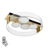 7742/40L MITRA LED SN Светильник металл/акрил/МДФ/белый/под дерево/прозрачный/черный LED 40Вт 3000-6000К 470x420 IP20 пульт ДУ SPOTS 7742/40L фото
